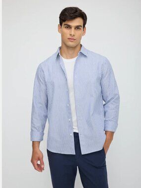 Kit and Ace Blue & White Striped Dress Shirt Size Large